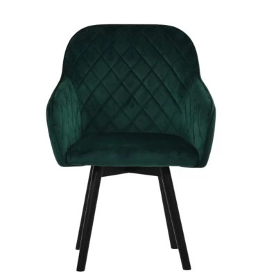 Esbjerg Dining Chair Emerald Green Velvet & Wood Leg