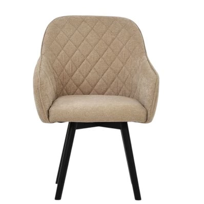 Esbjerg Dining Chair Fawn Brown Fabric & Wood Leg
