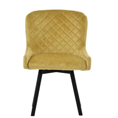 Ikast Dining Chair Camel Velvet & Black Wood