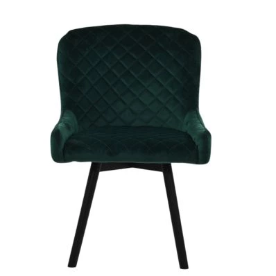 Ikast Dining Chair Emerald Green Velvet & Black Wood