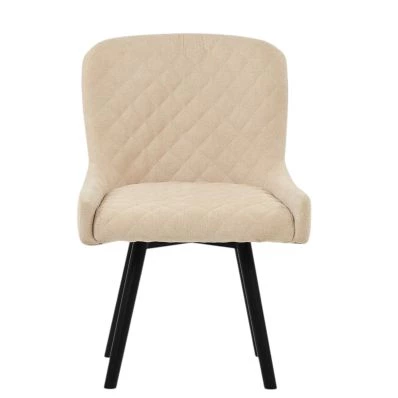 Ikast Dining Chair Natural Cream Fabric & Black Wood