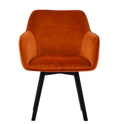 Ronne Dining Chair Burnt Orange Velvet & Black Wood