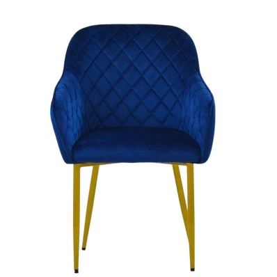 Opus Carver Dining Chair Blue Velvet & Gold