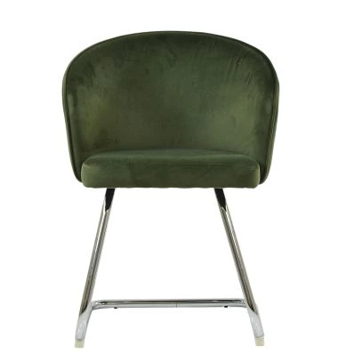 Flek Dining Chair Olive Green Velvet & Chrome