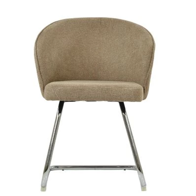 Flek Dining Chair Fawn Brown Fabric & Chrome