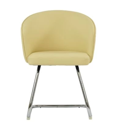 Flek Dining Chair Cream Leather & Chrome