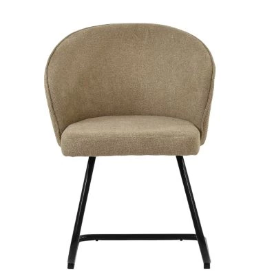 Robyn Dining Chair Fawn Brown Fabric & Black Base