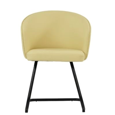 Robyn Dining Chair Cream Leather & Black Base
