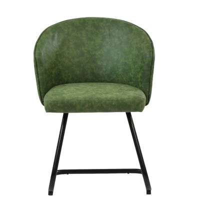 Robyn Dining Aged Olive Green Leather & Black Base