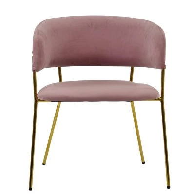Texel Dining Chair Pink Velvet & Gold