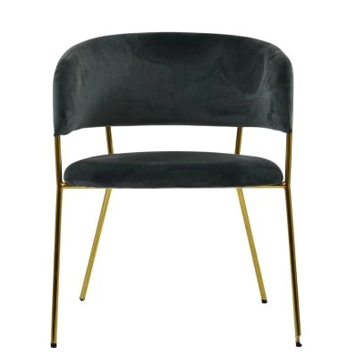 Texel Dining Chair Dark Grey Velvet & Gold