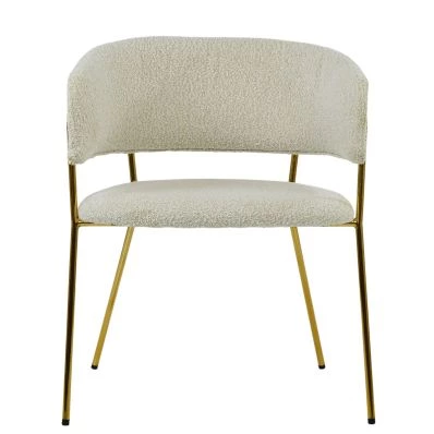 Texel Dining Chair Cream Boucle Fabric & Gold