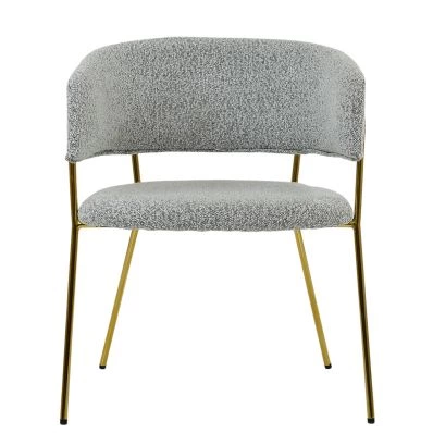 Texel Dining Chair Grey Boucle Fabric & Gold