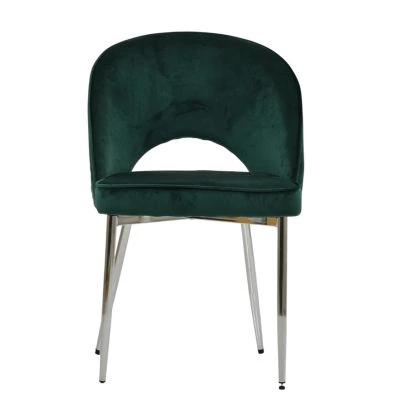 Flair Dining Chair Emerald Green Velvet & Chrome