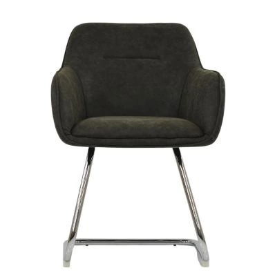 Swarm Dining Chair Slate Grey Leather & Chrome