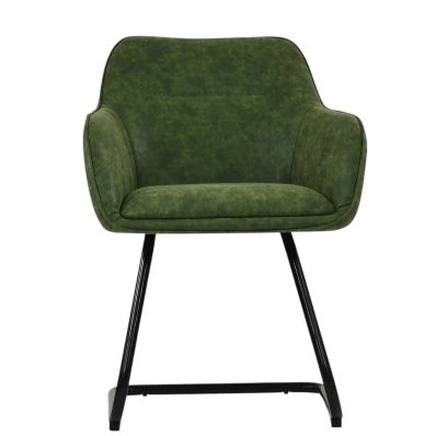 Slaygo Office Chair Vintage Green Faux Leather & Black Base