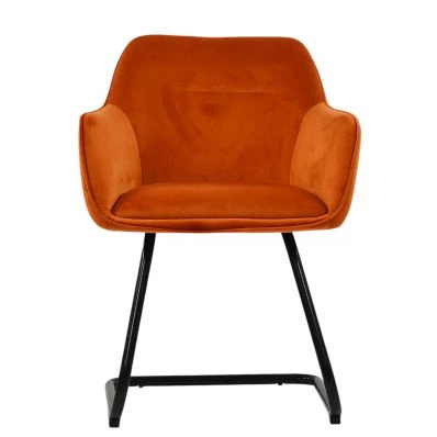 Fort Dining Chair Burnt Orange Velvet & Black Base