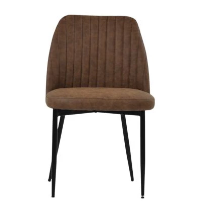 Flow Dining Chair Aged Brown Leather & Black Base