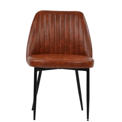 Flow Dining Chair Vintage Brown Leather & Black Base
