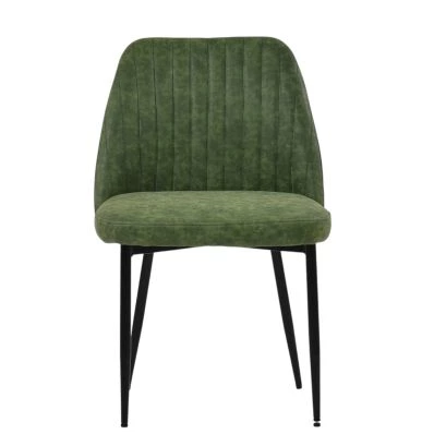 Flow Dining Chair Aged Olive Green Leather & Black Base