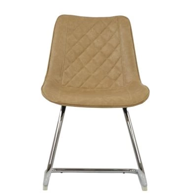 Coco Dining Chair Aged Cream Leather & Chrome