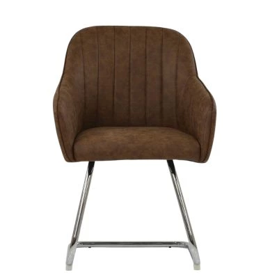 Hays Office Chair Aged Brown Faux Leather & Chrome