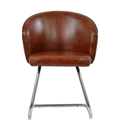 Flek Dining Chair Vintage Tan Brown Leather & Chrome