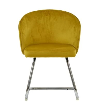 Flek Dining Chair Yellow Velvet & Chrome