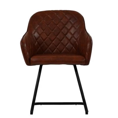 Peco Office Chair Vintage Tan Brown Faux Leather & Black