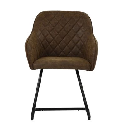 Campo Dining Chair Aged Brown Leather & Black Base