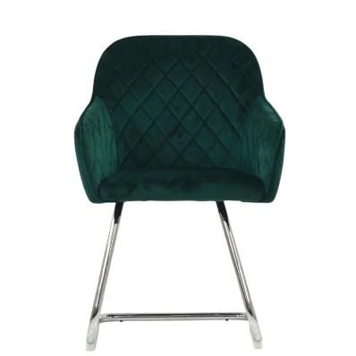Hood Dining Chair Emerald Green Velvet & Chrome