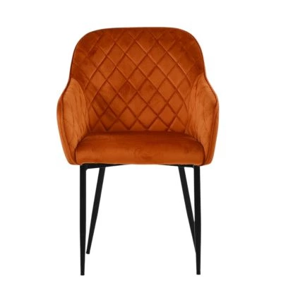 Opus Carver Dining Chair Burnt Orange Velvet & Black Base