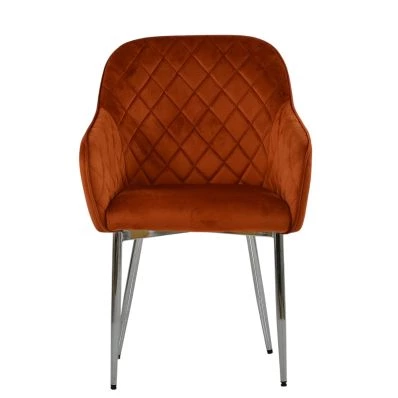 Opus Carver Dining Chair Burnt Orange Velvet & Chrome