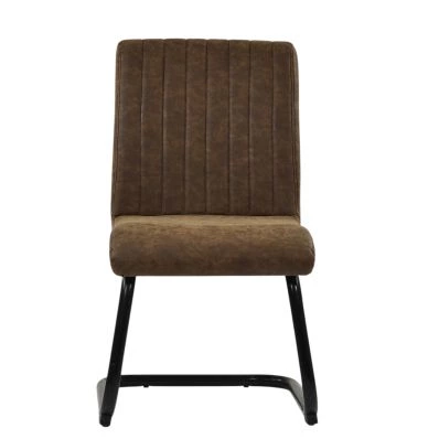 Kendal Dining Chair Aged Brown Leather & Black Leg
