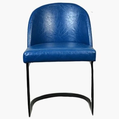 Delamere Bar Stool Blue Leather & Black Leg 45cm