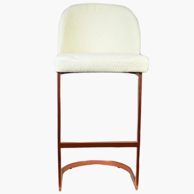 Delamere Bar Stool Cream Boucle Fabric & Rose Gold Leg 65cm