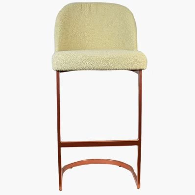 Delamere Bar Stool Mink Boucle Fabric & Rose Gold Leg 65cm
