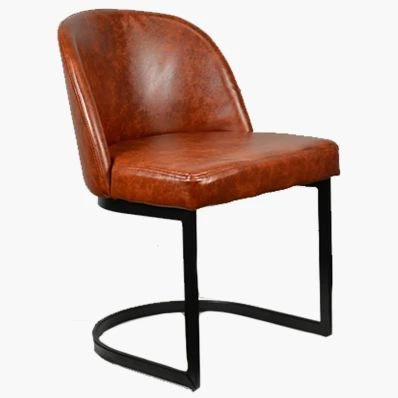 Delamere Dining Chair Vintage Tan Brown Leather & Black Leg 45cm