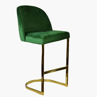 Delamere Bar Stool Green Velvet & Gold Leg 75cm
