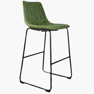 Denver Bar Stool Vintage Green Leather & Black Leg