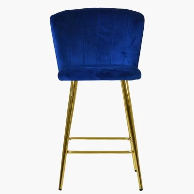 Dove Bar Stool Blue Velvet & Gold Leg