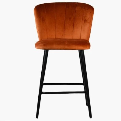 Dove  Bar Stool Burnt Orange Velvet & Black Leg
