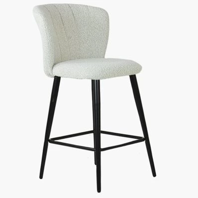 Dove Bar Stool Cream Boucle Fabric & Black Leg