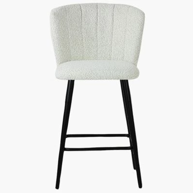 Dove Bar Stool Cream Boucle Fabric & Black Leg