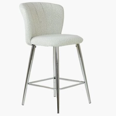 Dove Bar Stool Cream Boucle Fabric & Chrome Leg