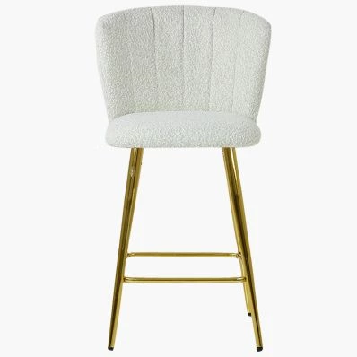 Dove Bar Stool Cream Boucle Fabric & Gold Leg