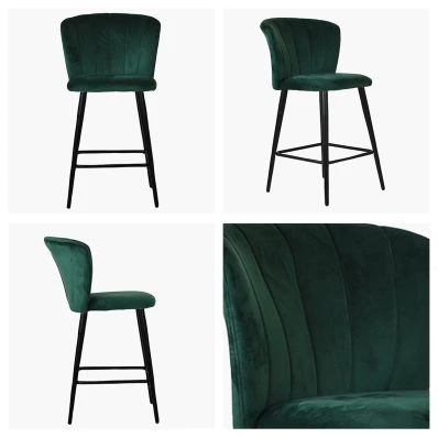 Dove Bar Stool Emerald Green Velvet & Black Leg