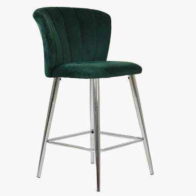 Dove Bar Stool Green Velvet & Chrome Leg