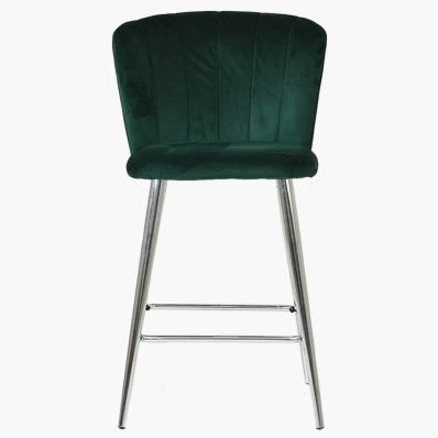 Dove Bar Stool Emerald Green Velvet & Chrome Leg