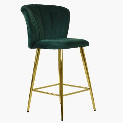 Dove Bar Stool Green Velvet & Gold Leg